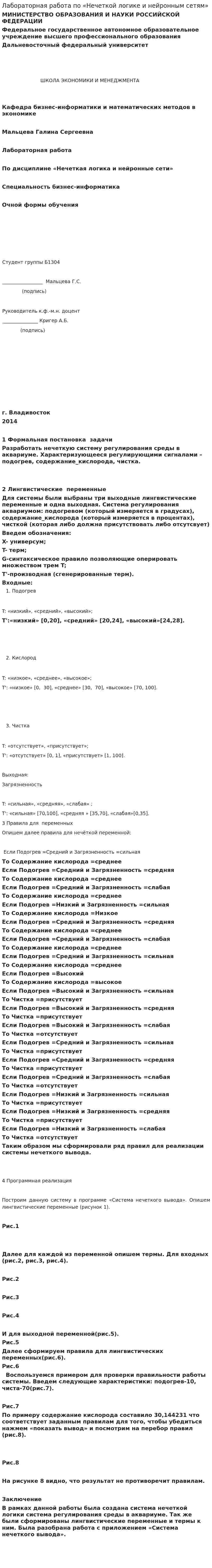 Лабораторная работа по «Нечеткой логике и нейронным сетям»