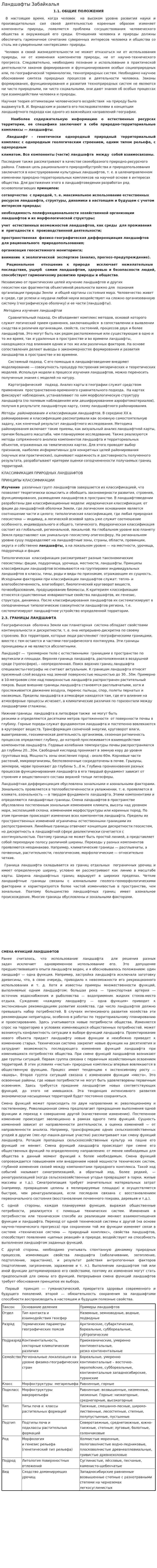 Ландшафты Забайкалья