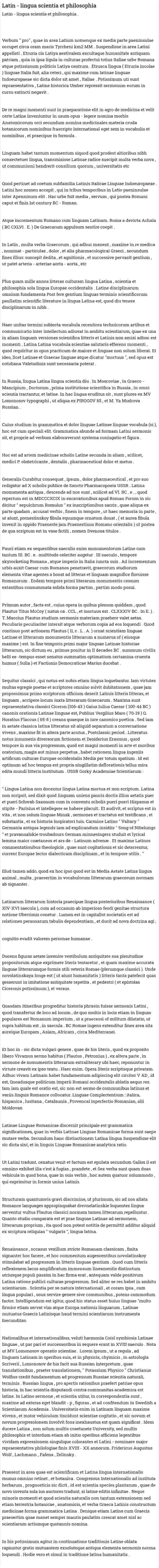 Latin - lingua scientia et philosophia