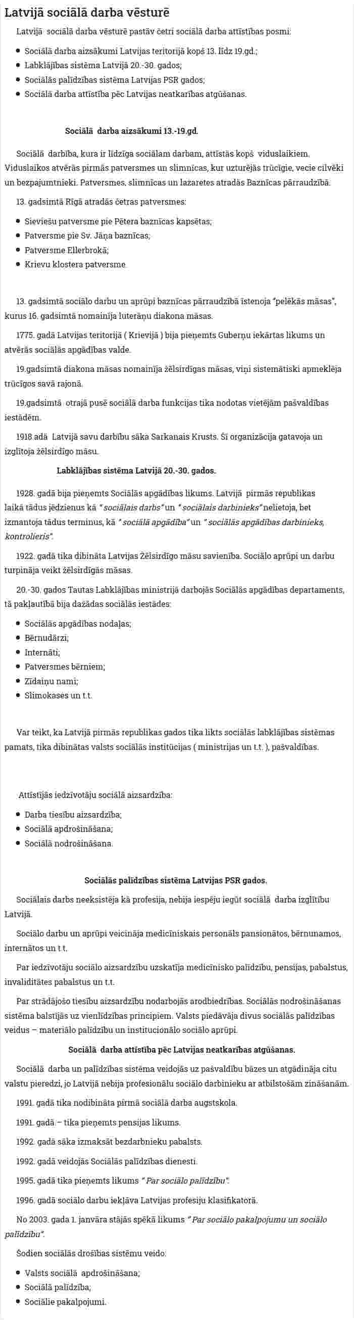 Latvijā sociālā darba vēsturē