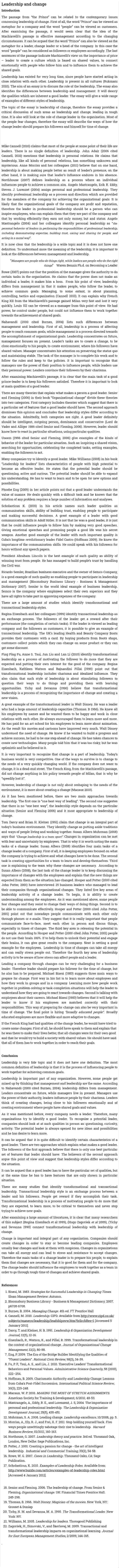 Leadership and change