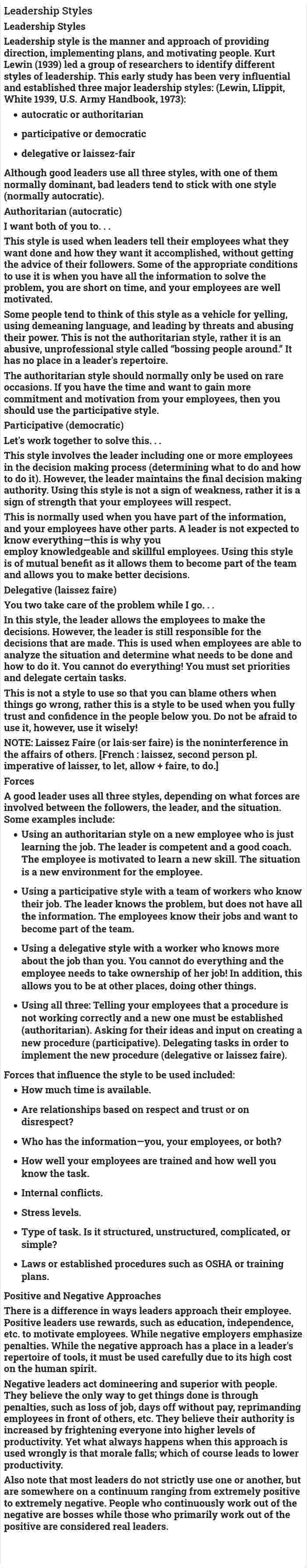 Leadership Styles