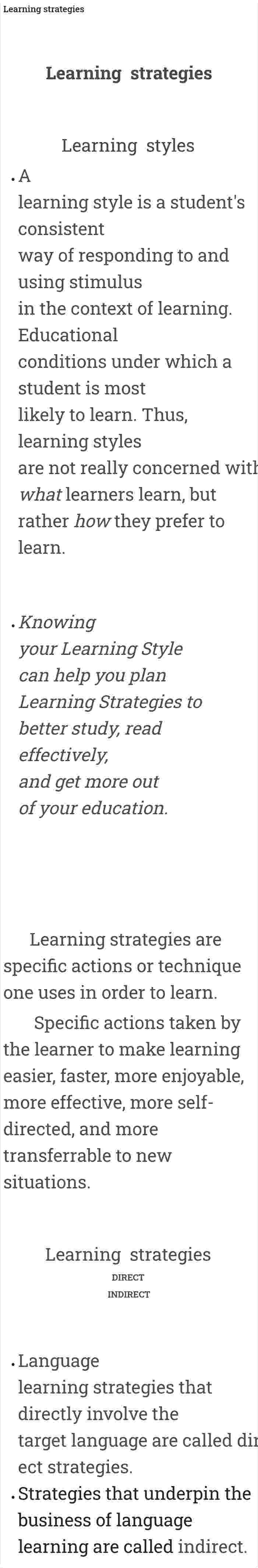 Learning strategies