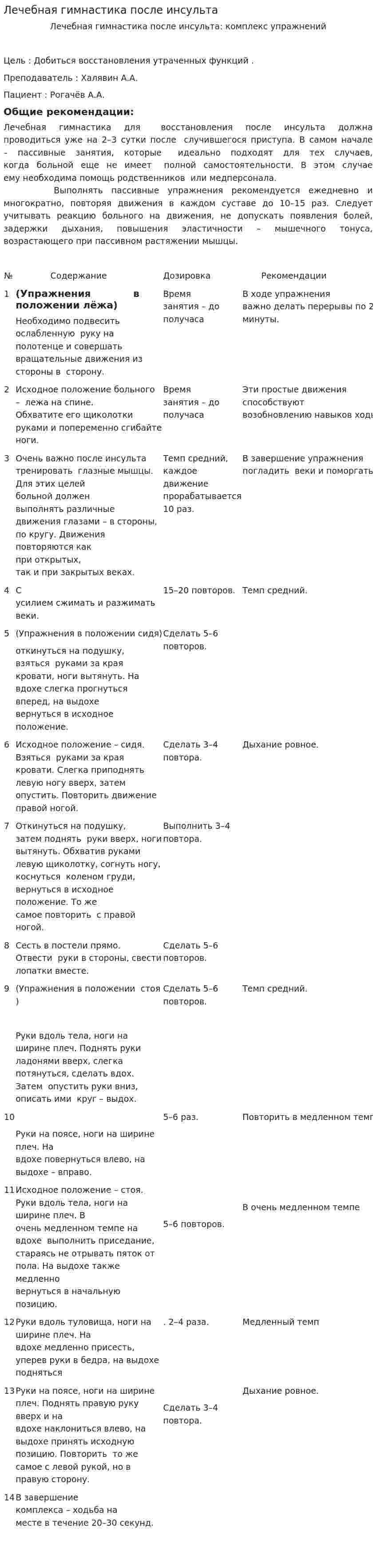 Лечебная гимнастика после инсульта