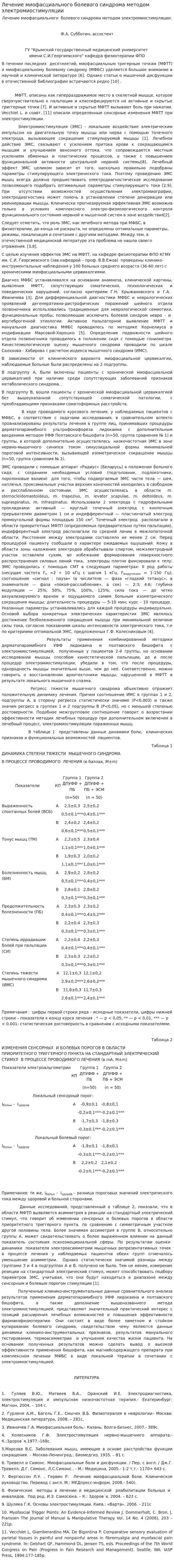 Лечение миофасциального болевого синдрома методом электромиостимуляции