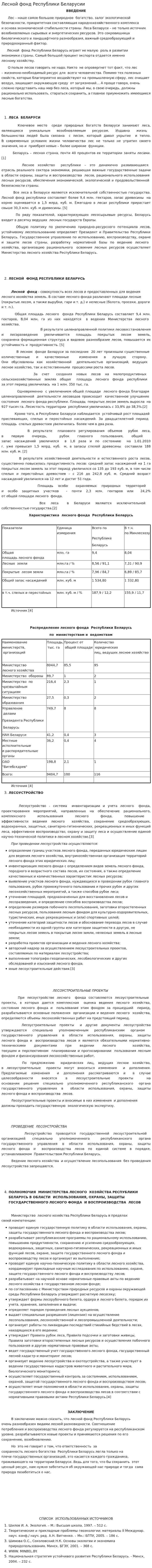 Лесной фонд Республики Беларусии