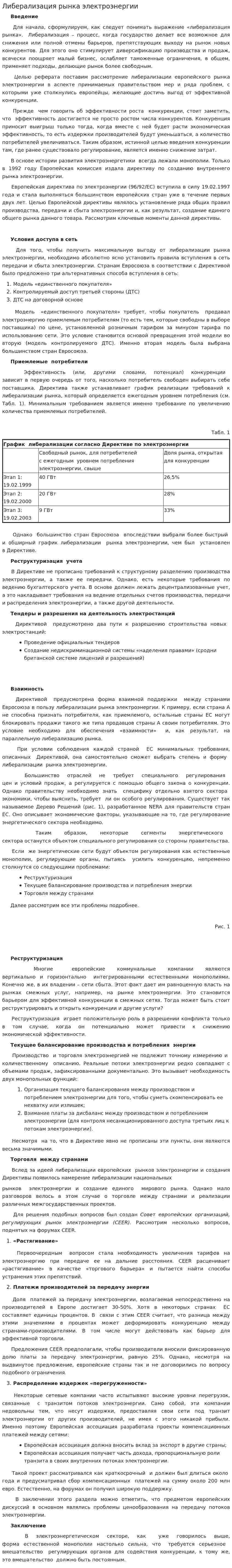 Либерализация рынка электроэнергии