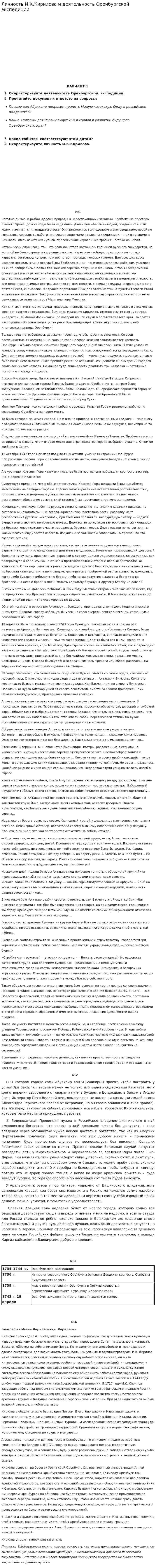 Личность И.К.Кирилова и деятельность Оренбургской экспедиции