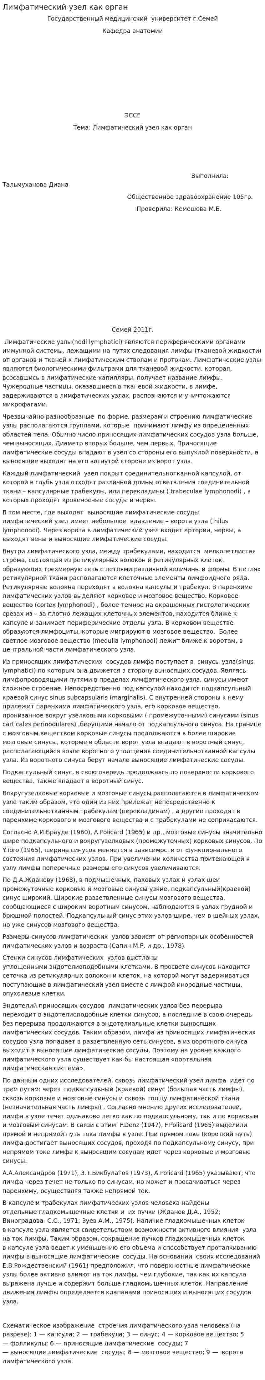Лимфатический узел как орган