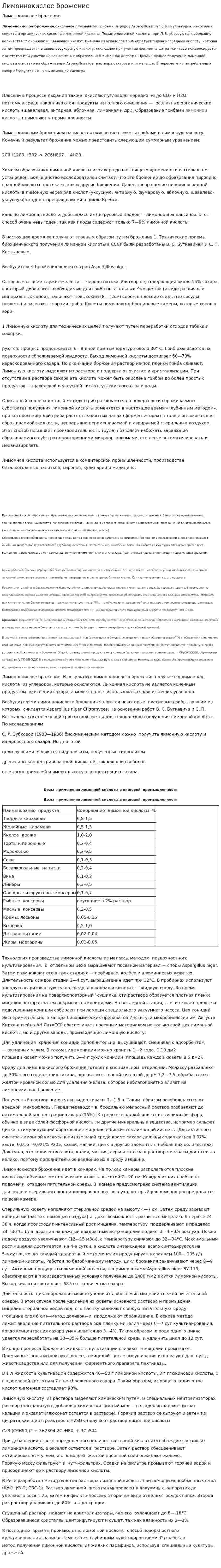 Лимоннокислое брожение
