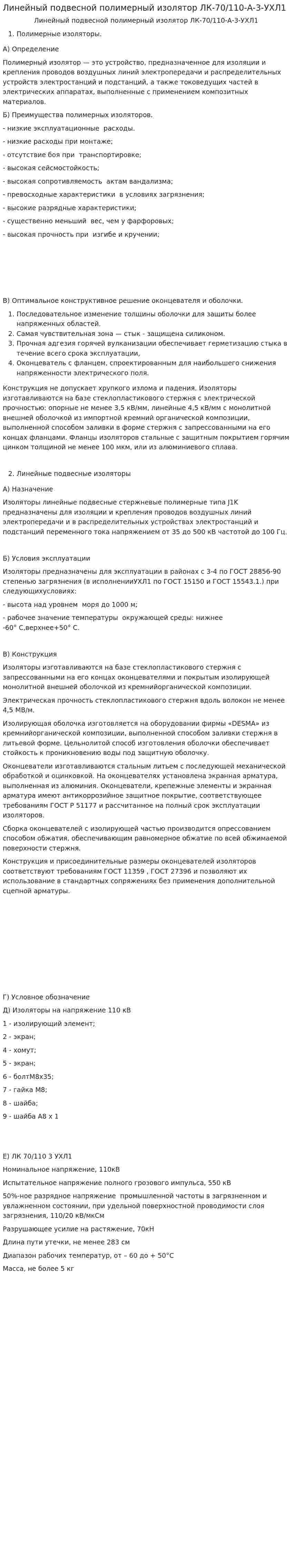 Линейный подвесной полимерный изолятор ЛК-70/110-А-3-УХЛ1