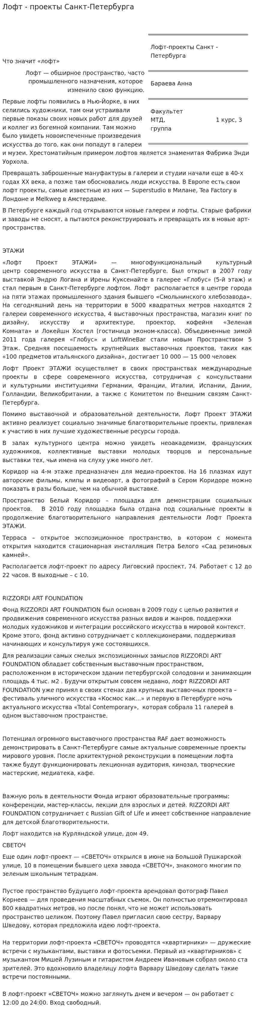 Лофт - проекты Санкт-Петербурга