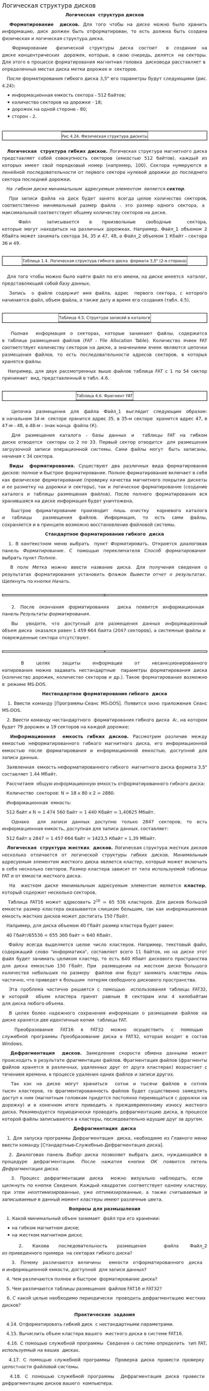 Логическая структура дисков