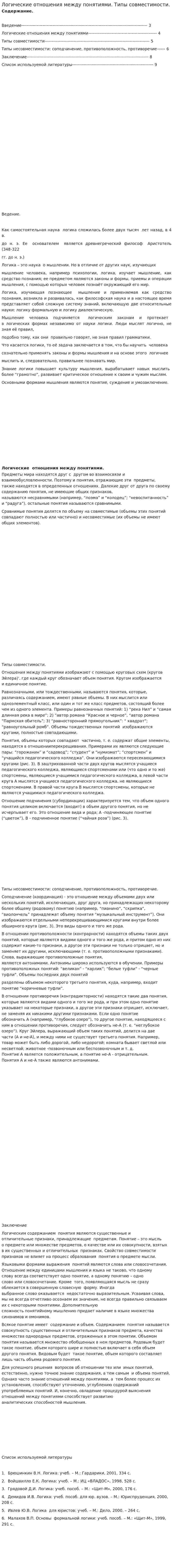 Логические отношения между понятиями. Типы совместимости.
