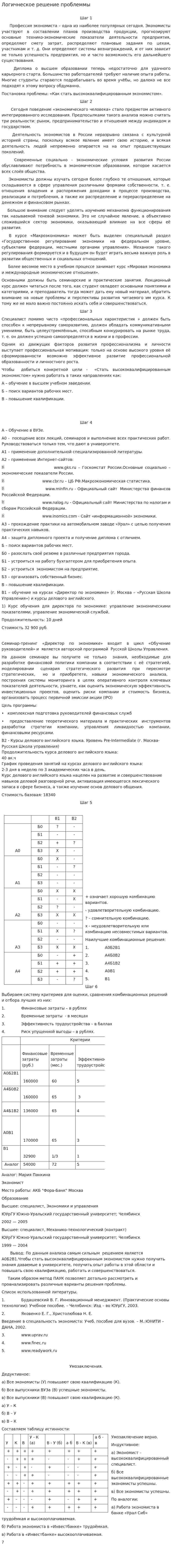 Логичнеское решение проблеммы
