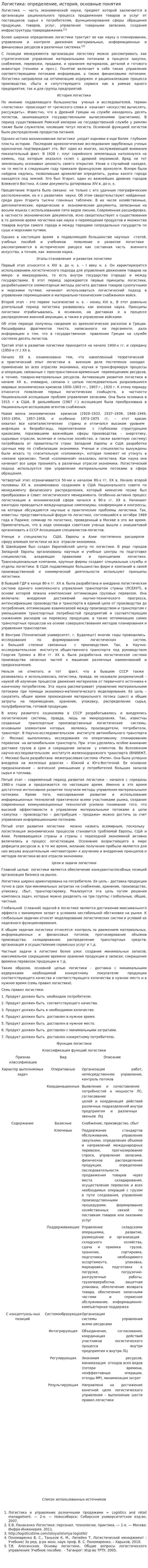 Логистика: определение, история, основные понятия