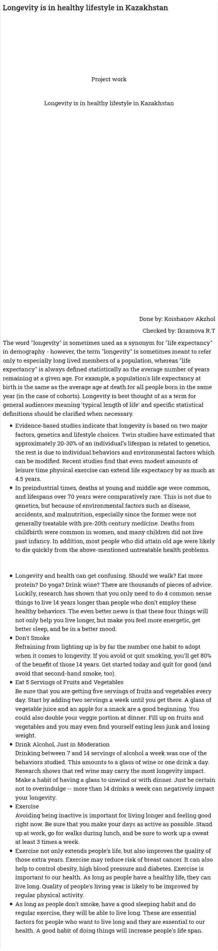 Longevity is in healthy lifestyle in Kazakhstan