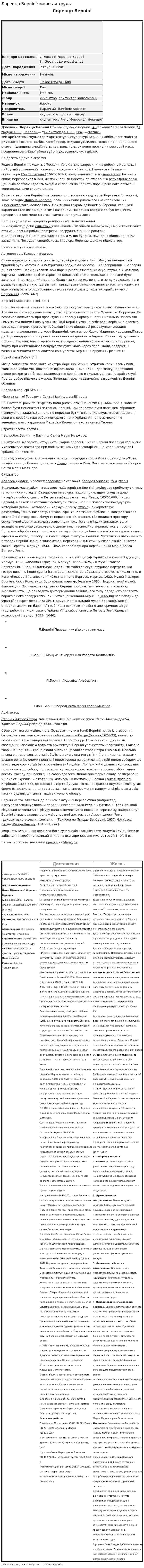 Лоренцо Берніні: жизнь и труды