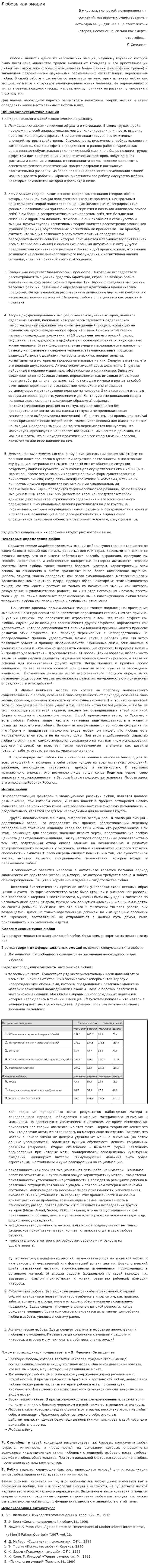 Любовь как эмоция