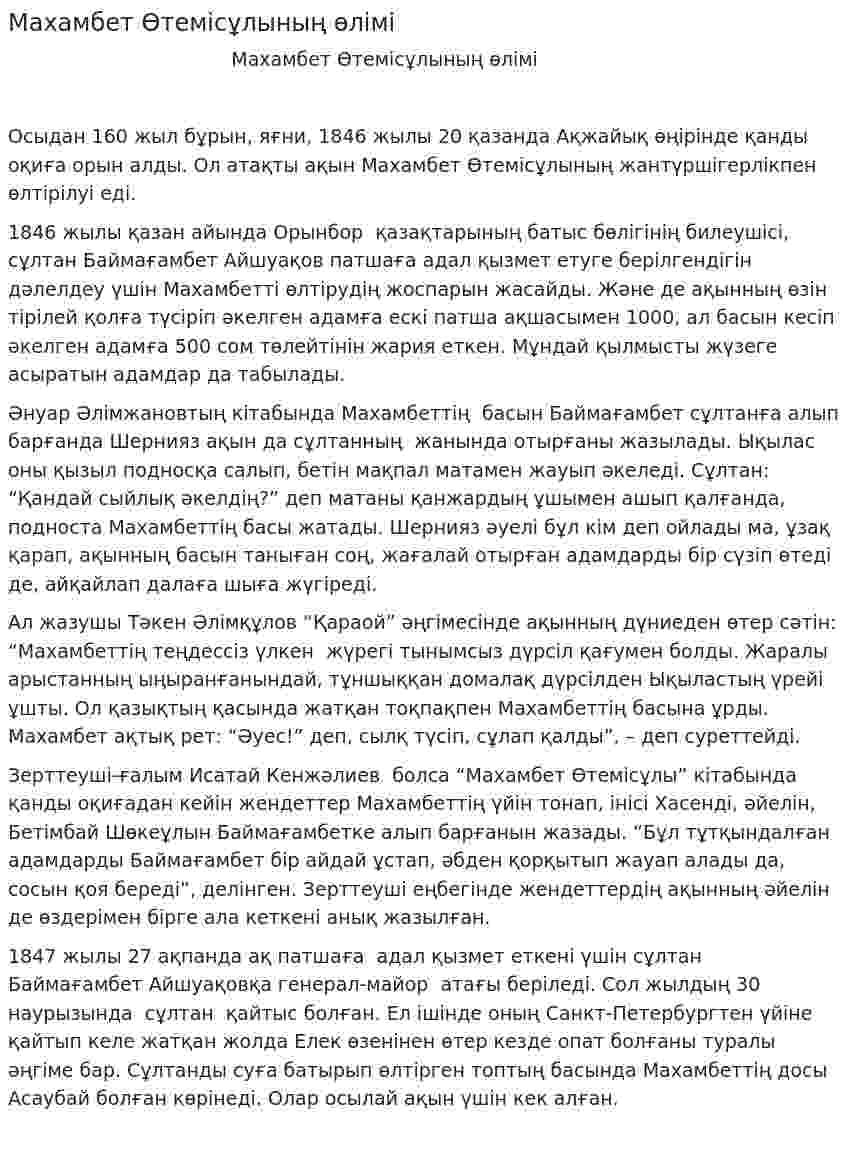 Махамбет Өтемісұлының өлімі