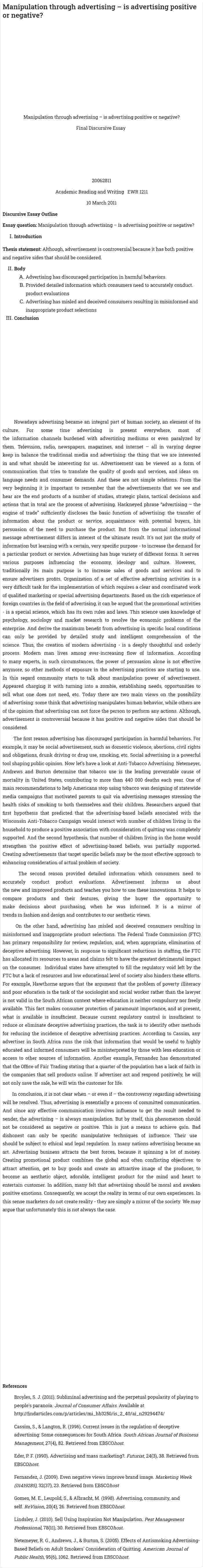 Manipulation through advertising – is advertising positive or negative?