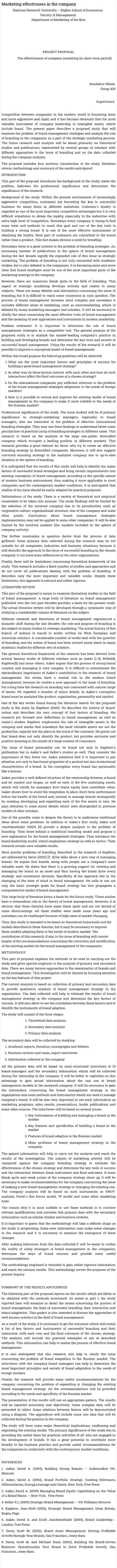 Marketing effectivness in the company