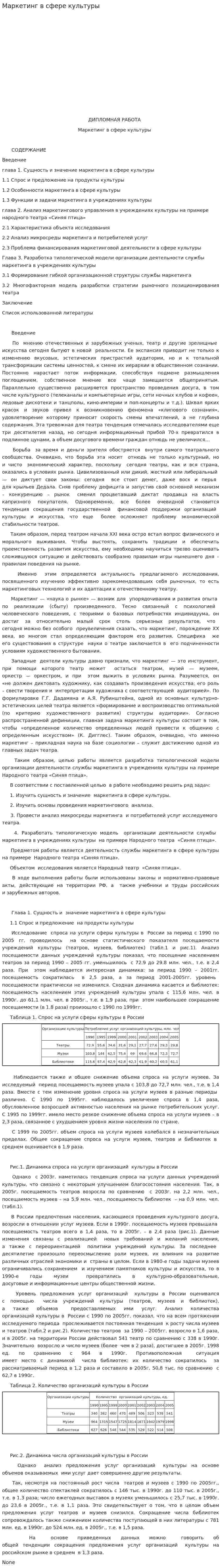 Маркетинг в сфере культуры