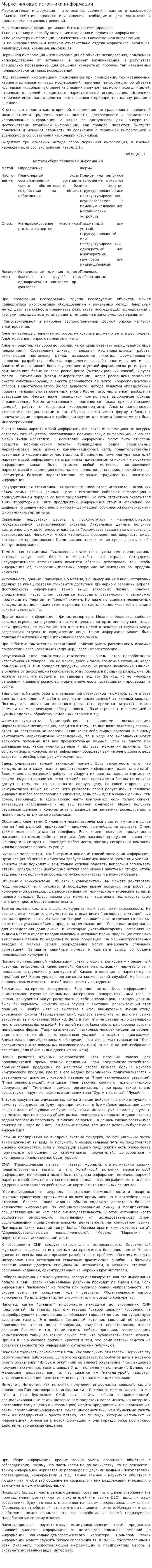 Маркетинговые источники информации