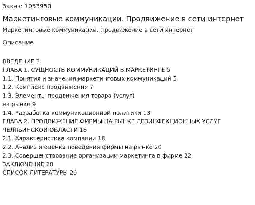 Маркетинговые коммуникации. Продвижение в сети интернет (курсовая работа) 