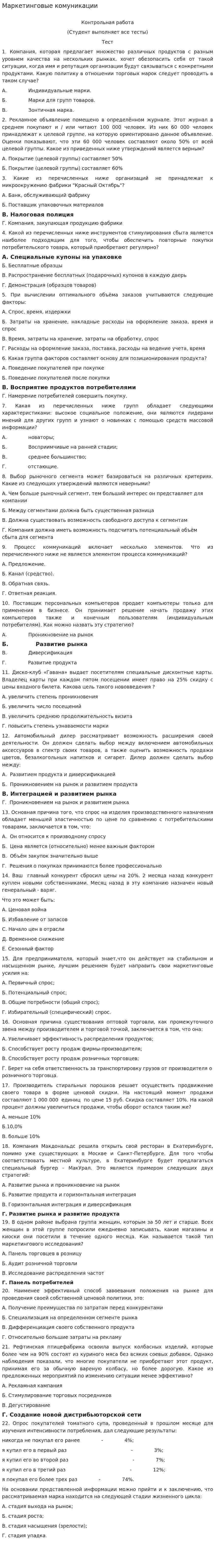 Маркетинговые комуникации