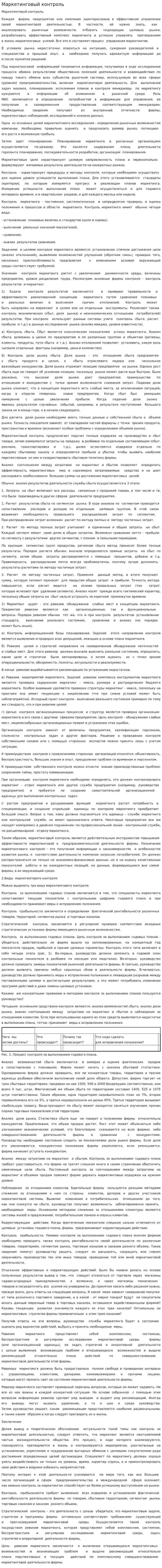 Маркетинговый контроль. 2