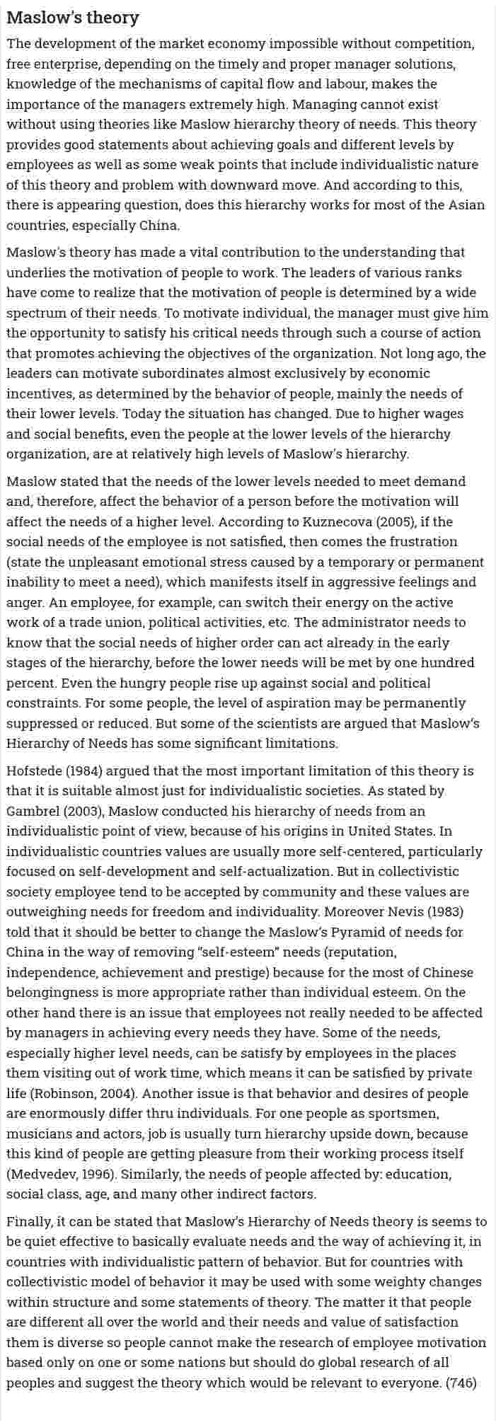 Maslow's theory
