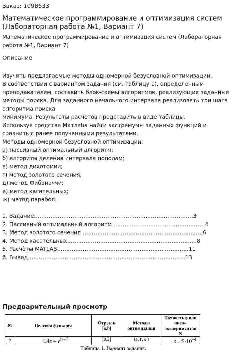 Математическое программирование и оптимизация систем (Лабораторная работа №1, Вариант 7) 