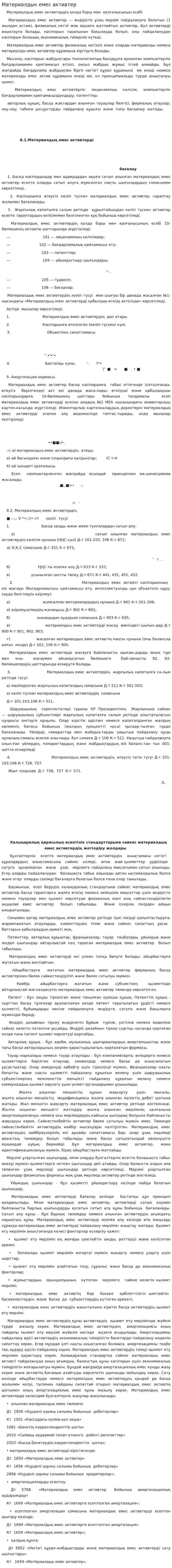 Материалдык емес активтер
