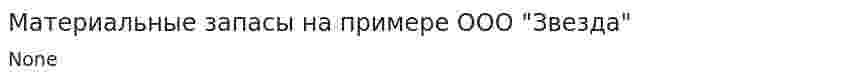 Материальные запасы на примере ООО "Звезда"