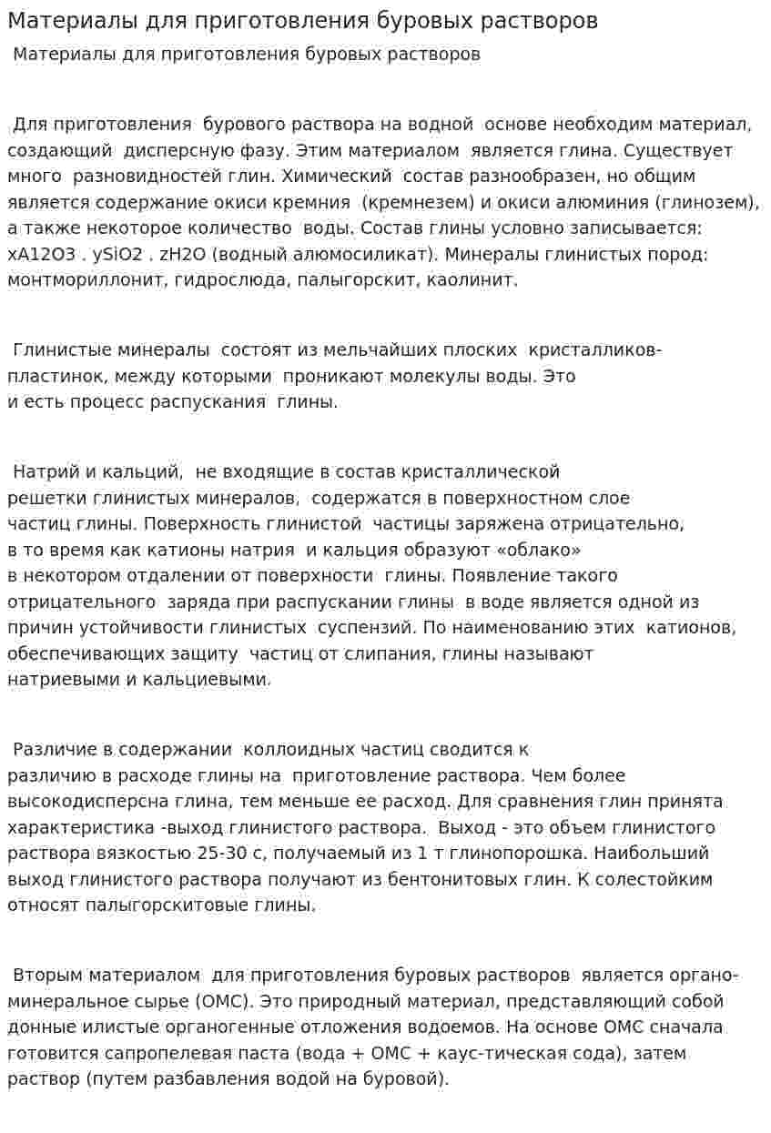 Материалы для приготовления буровых растворов