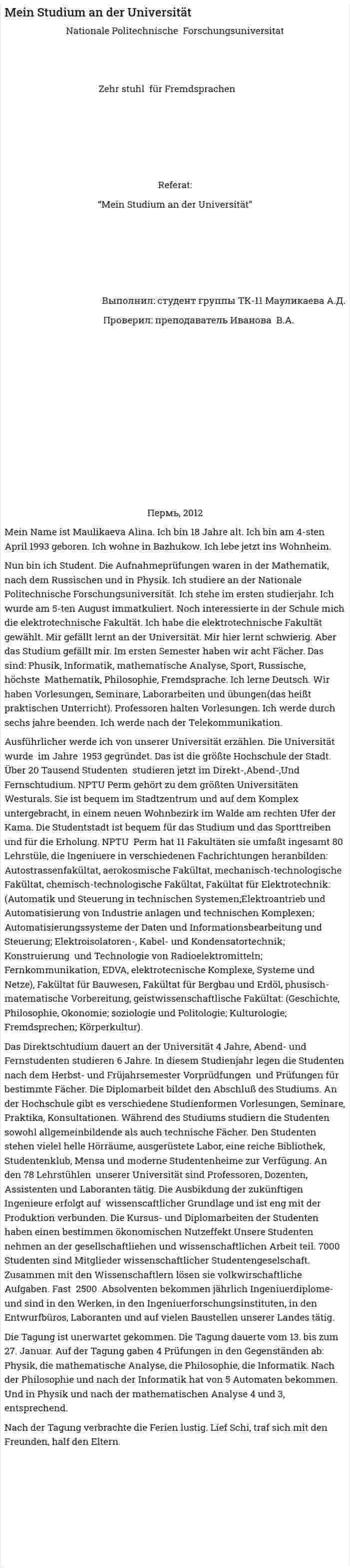 Mein Studium an der Universität