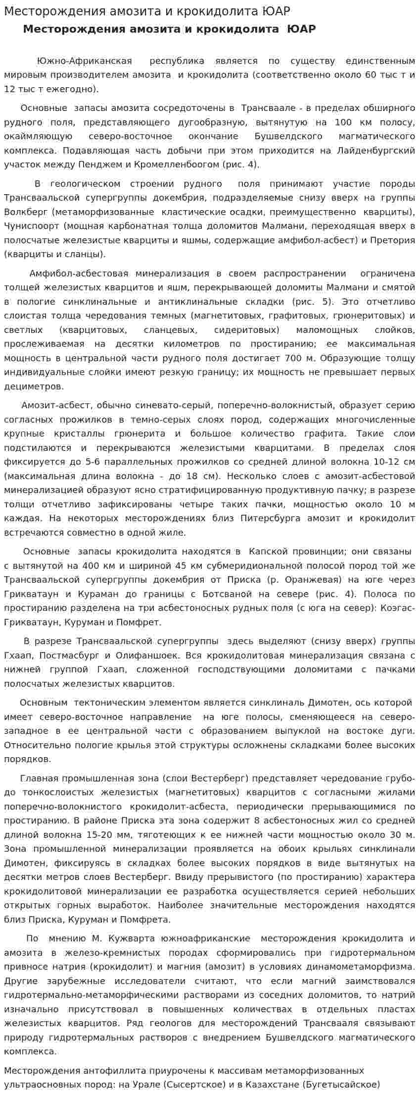 Месторождения амозита и крокидолита ЮАР