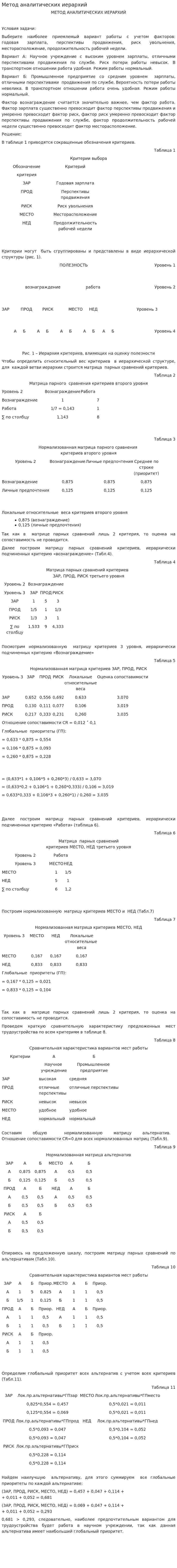 Метод аналитических иерархий