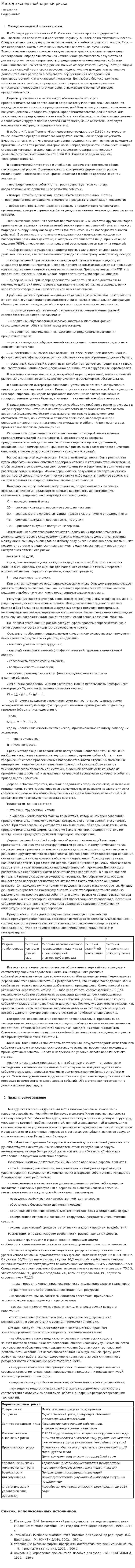 Метод экспертной оценки риска