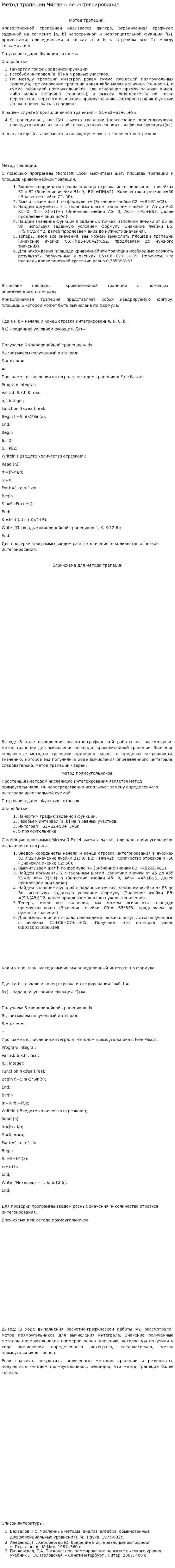 Метод трапеции.Численное интегрирование