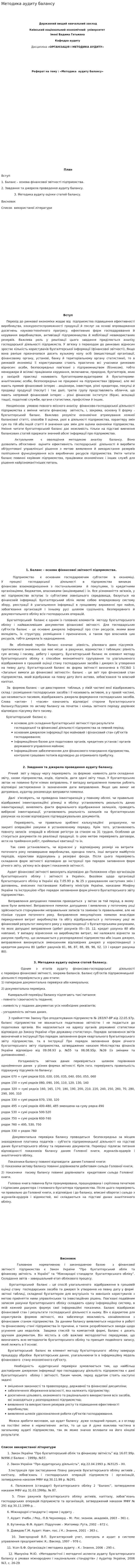 Методика аудиту балансу