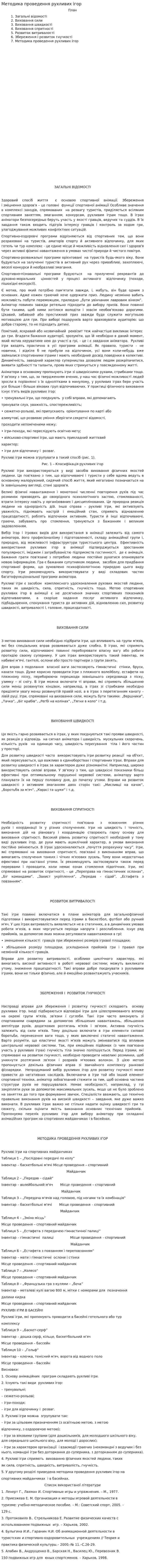 Методика проведення рухливих ігор