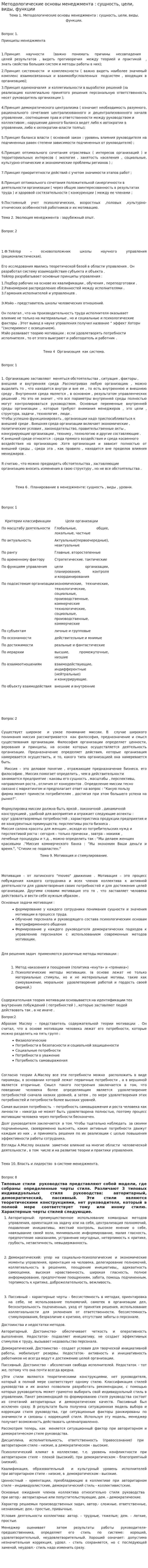 Методологические основы менеджмента : сущность, цели, виды, функции