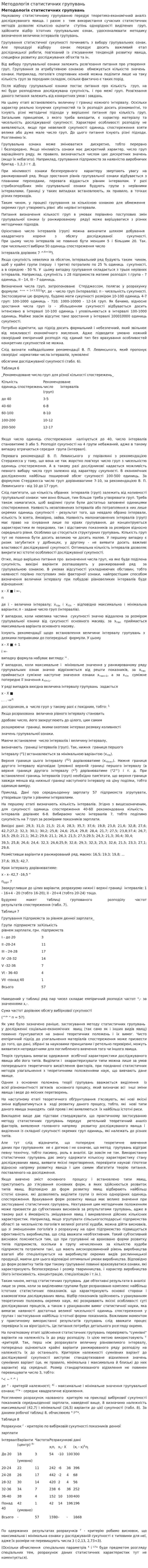 Методологія статистичних групувань