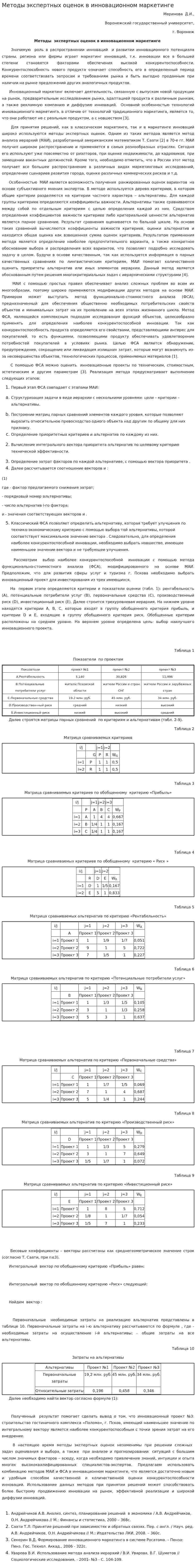 Методы экспертных оценок в инновационном маркетинге