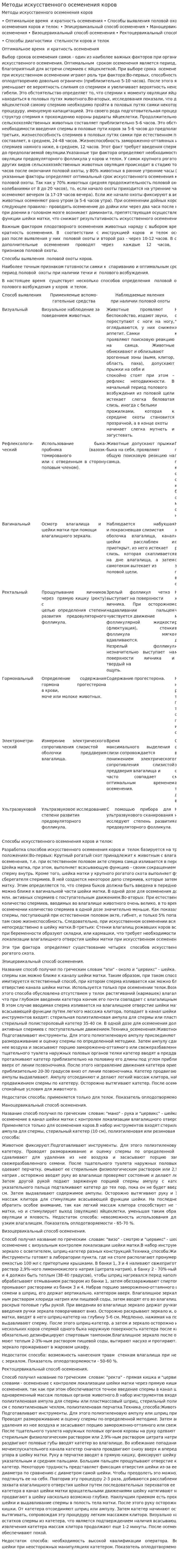 Методы искусственного осеменения коров