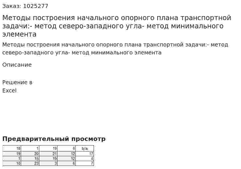 Методы построения начального опорного плана транспортной задачи:- метод северо-западного угла- метод минимального элемента 