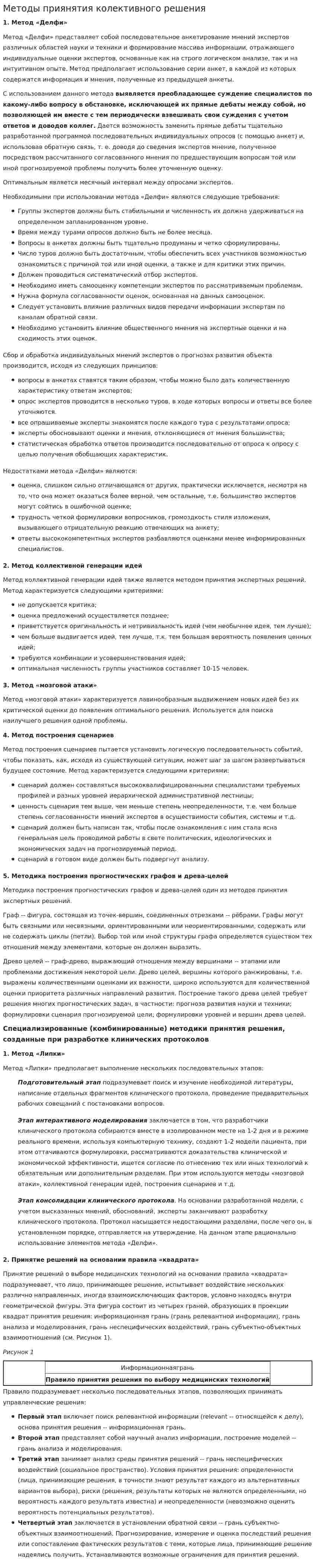 Методы приянятия колективного решения