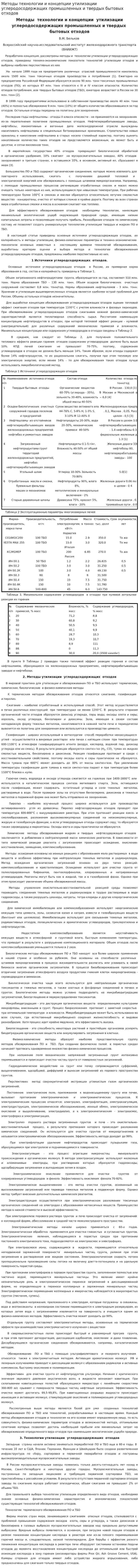 Методы технологии и концепции утилизации углеродосодержащих промышленных и твердых бытовых отходов